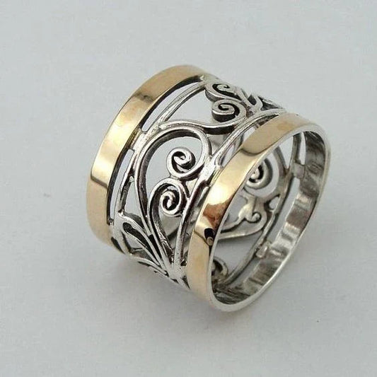 Vintage Hollow Silver & Gold Ring