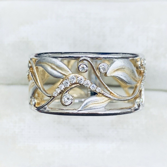 Two-Tone Leaf Wave Ring
