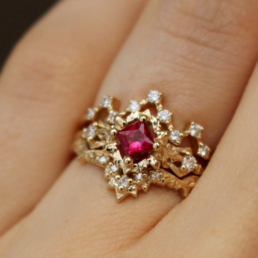 Ruby Starburst Crown Ring