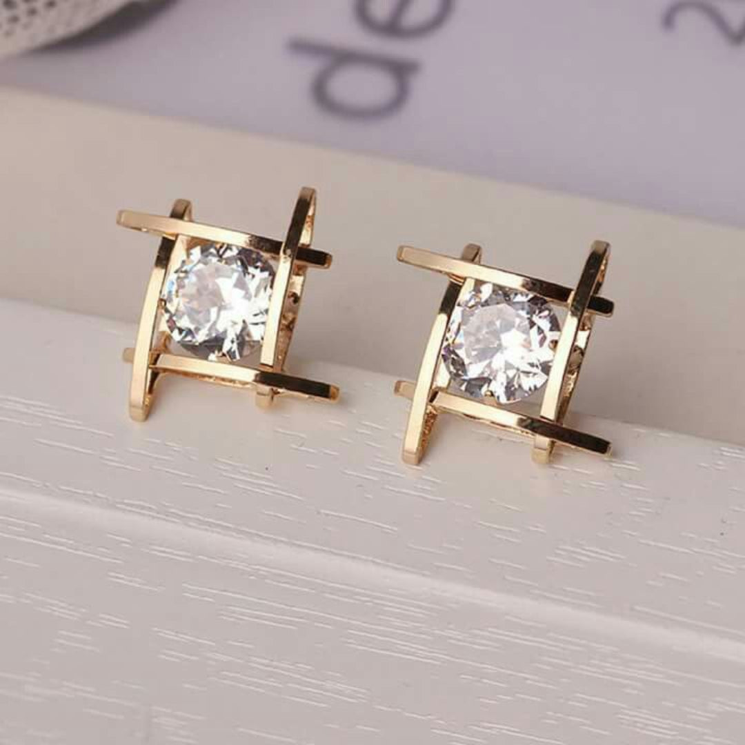 Modern Square CZ Earrings