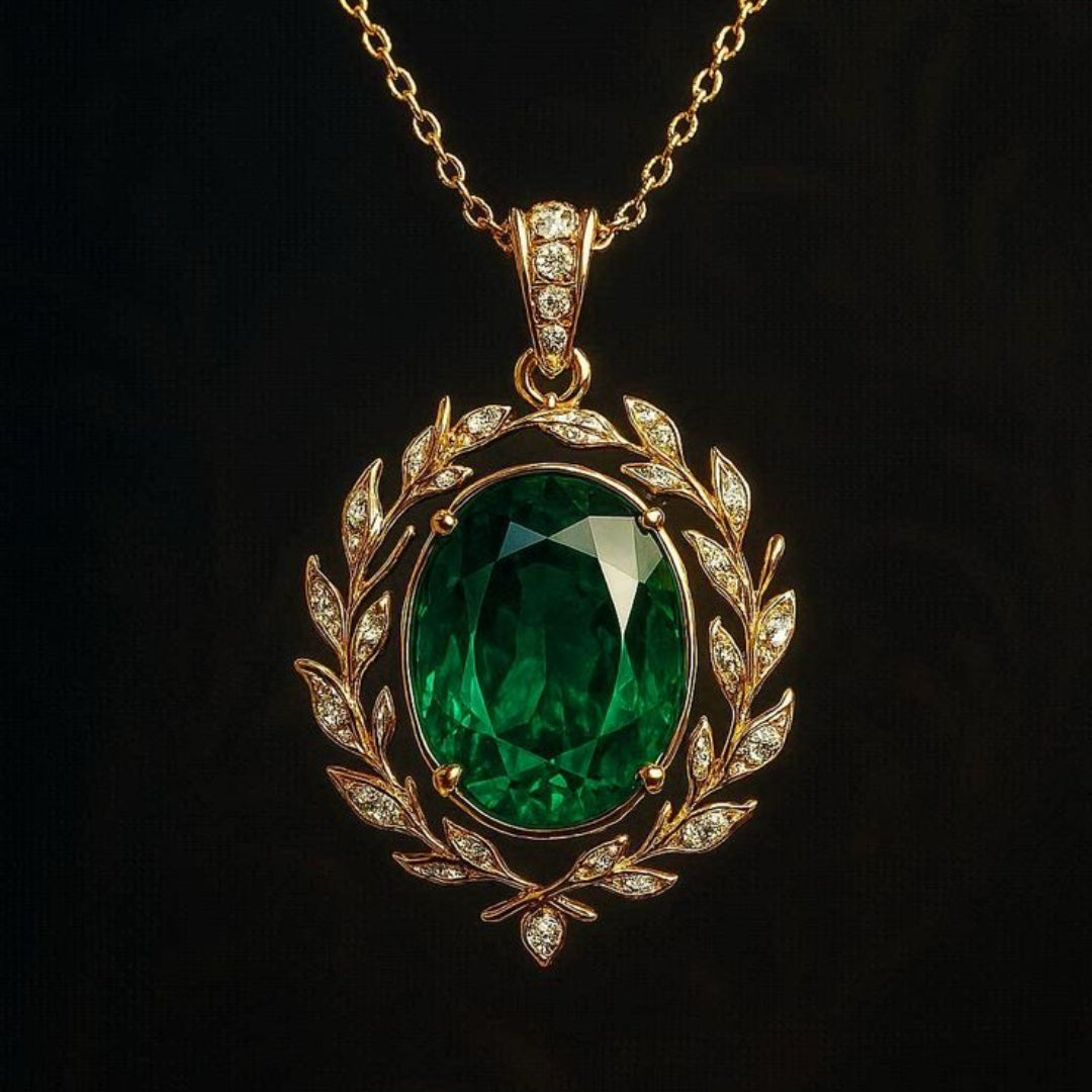 Emerald Laurel Pendant Necklace