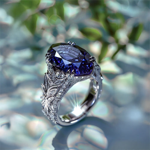 Midnight Sapphire Crown Ring