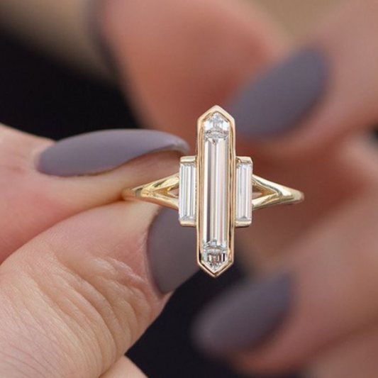 Art Deco Crystal Bar Ring