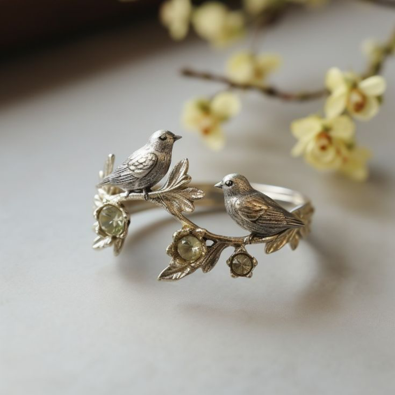Twin Sparrow Branch Ring