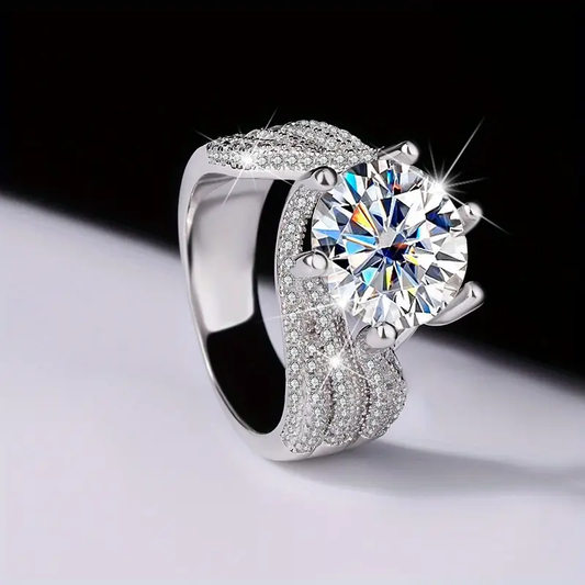 Vintage Wavy Zirconia Silver Ring