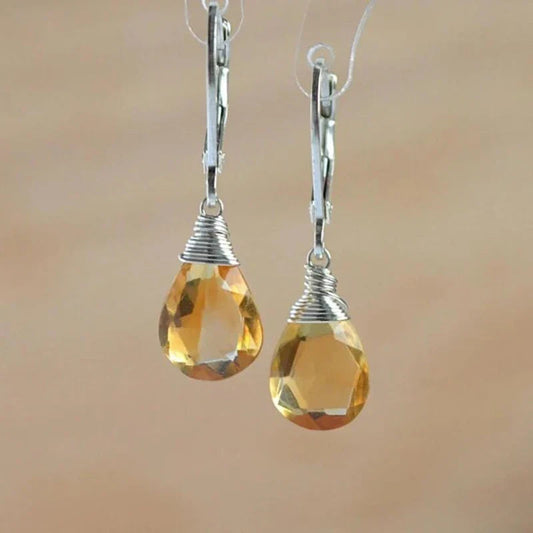 Vintage Orange Crystal Drop Earrings