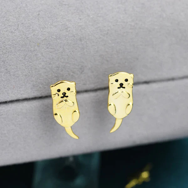 Otter Stud Earrings In Sterling Silver