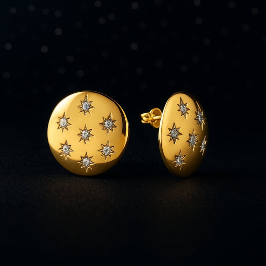 Celestial Dome Stud Gold Earrings