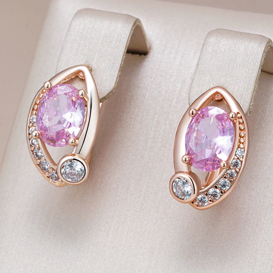 Elegant Pink Glass Earrings