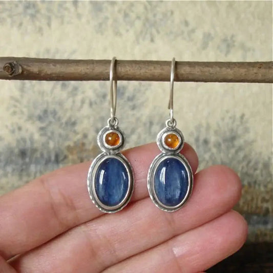 Vintage Blue And Orange Earrings