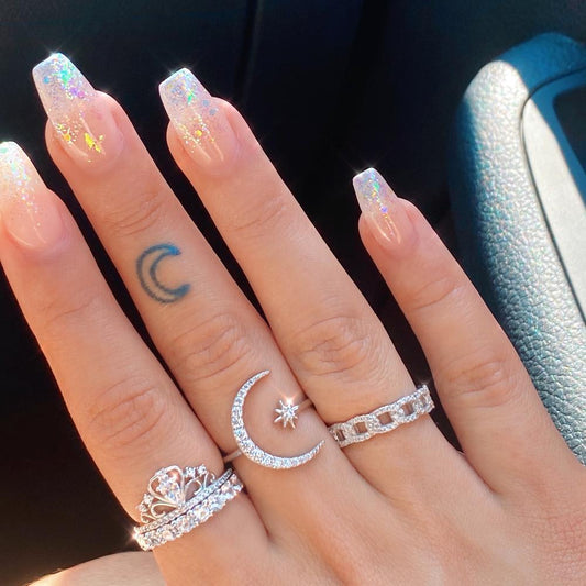 Silver Moon And Star Ring