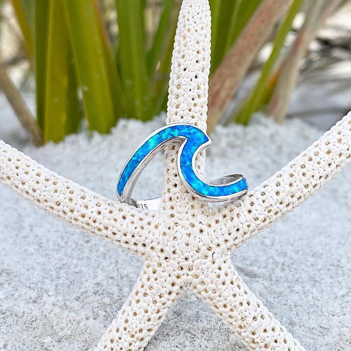 Sea Wave Ring In Opal And Silver | Sustainable Ocean-Inspired Jewelry