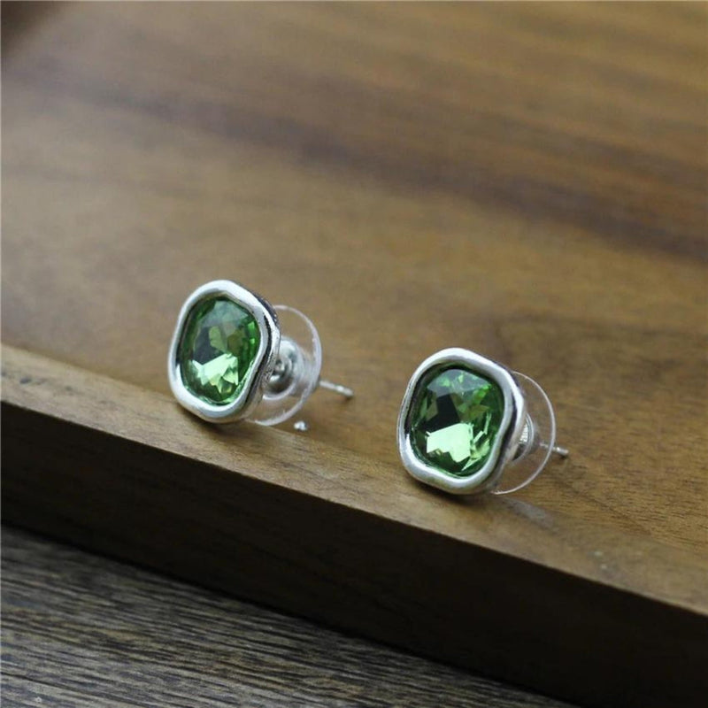 Small Crystal Earrings In Silver