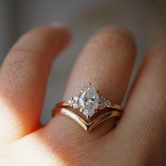 Marquise Crown Double Band Ring