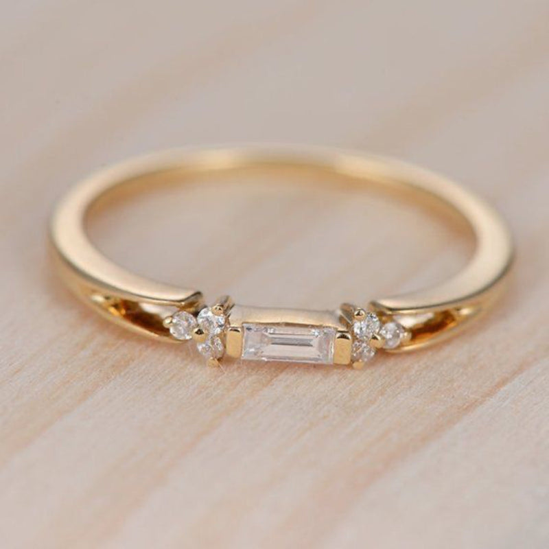 Delicate Baguette Crystal Ring