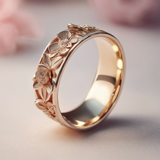 Rose Garden Relief Band Ring