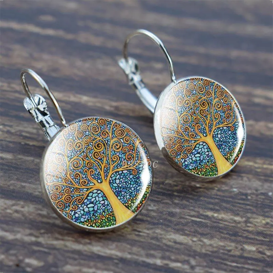 Vintage Tree Of Life Rounded Earrings