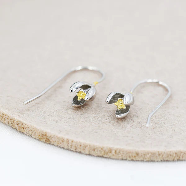 Snowdrop Flower Drop Earrings In Sterling Silver