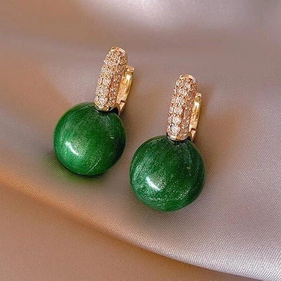 Green Pearl Earrings In Gold