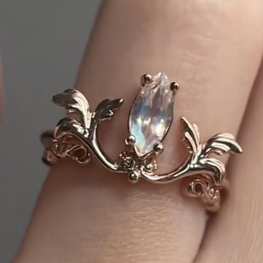 Moonleaf Opal Vine Ring