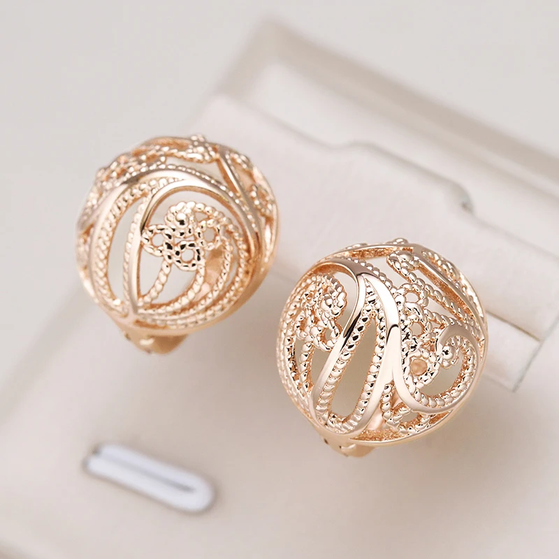 Elegant Hollow Sphere Earrings In Gold