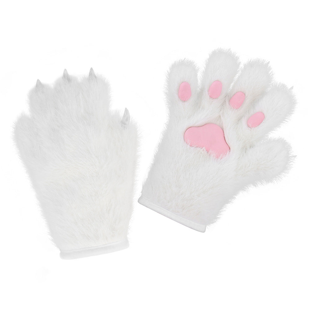 Comstylish Plush Cat Paw Warm Gloves
