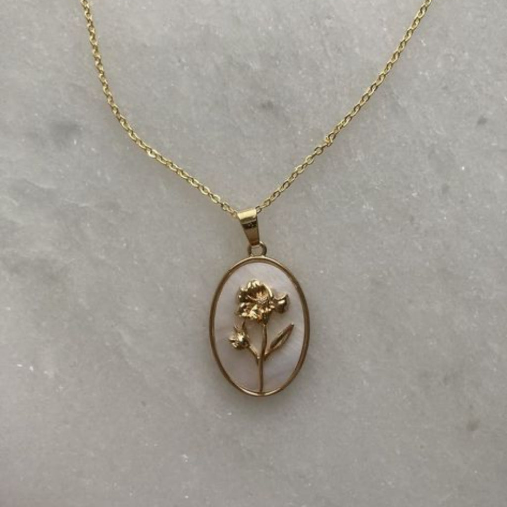 Golden Rose Oval Necklace