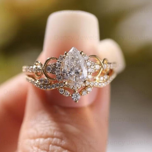 Pearl Crown Teardrop Ring