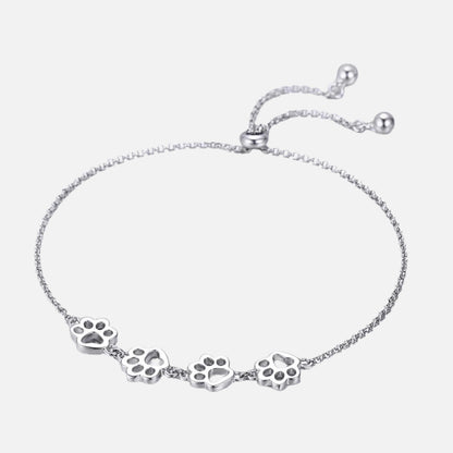 Sterling Silver Paw Print Bracelet ��� Adjustable Fit