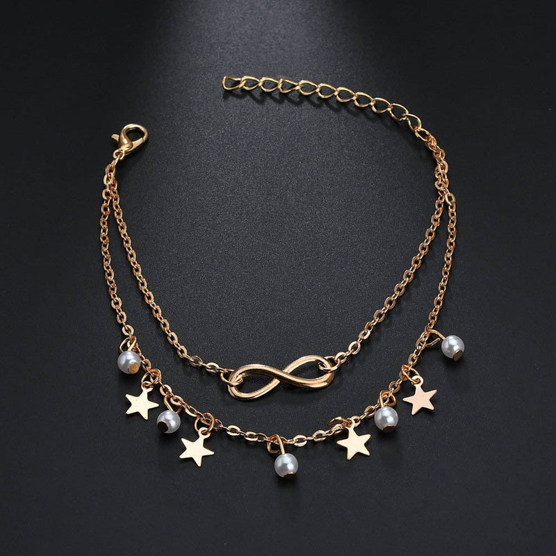 Infinity Anklet Bracelet + Pearls And Stars