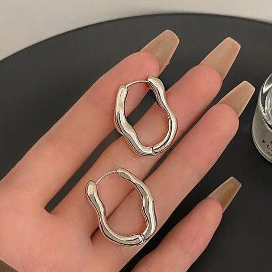 Vintage Irregular Gold And Silver Earrings
