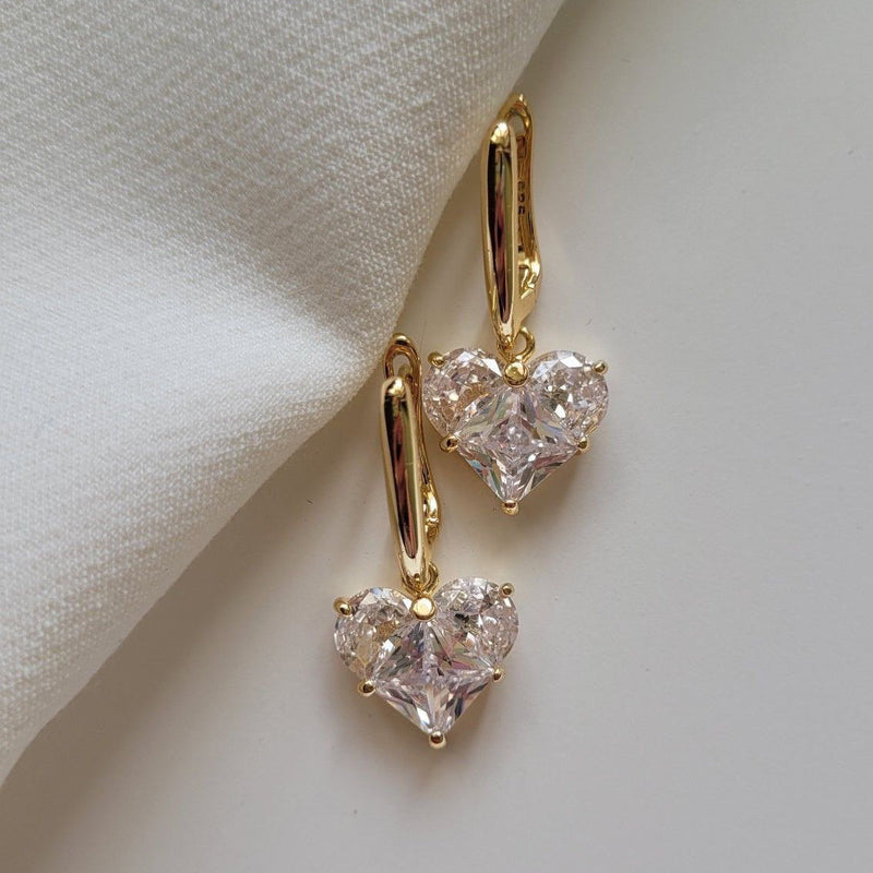 Crystal Heart Drop Earrings