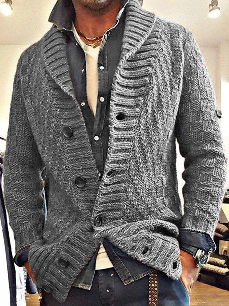 Men's Vintage Lapel Knit Sweater Cardigan artswardrobe