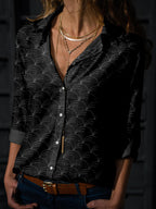 Comstylish Traditional Japanese Sashiko Art Linen Blend Cozy Blouse