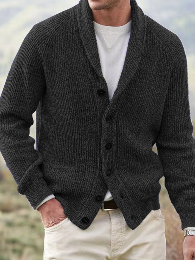 Men's Vintage Solid Color Cozy Sweater Cardigan artswardrobe