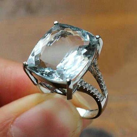 Vintage Turquoise Crystal Ring In Silver