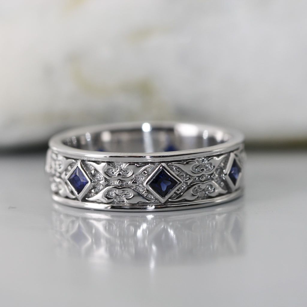 Hollow Blue Crystalline Silver Ring