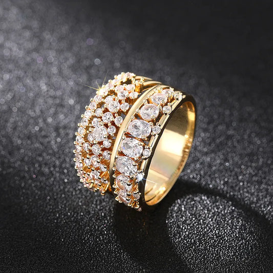Vintage Golden Zirconia Ring Set