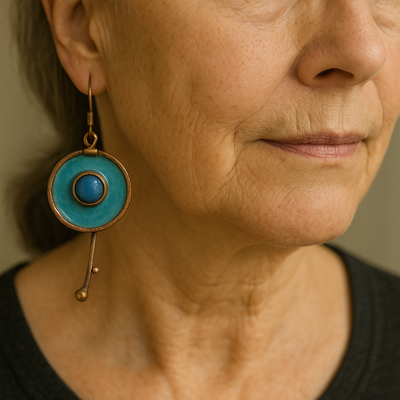 Vintage Hand-Painted Enamel Earrings
