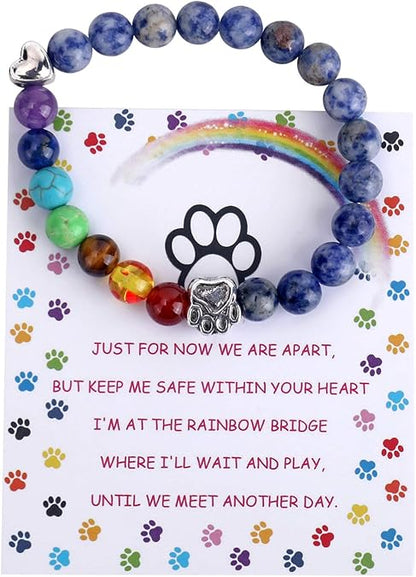 Rainbow Bridge Memorial Bracelet ��� 7 Chakra Bead Gift For Pet Loss