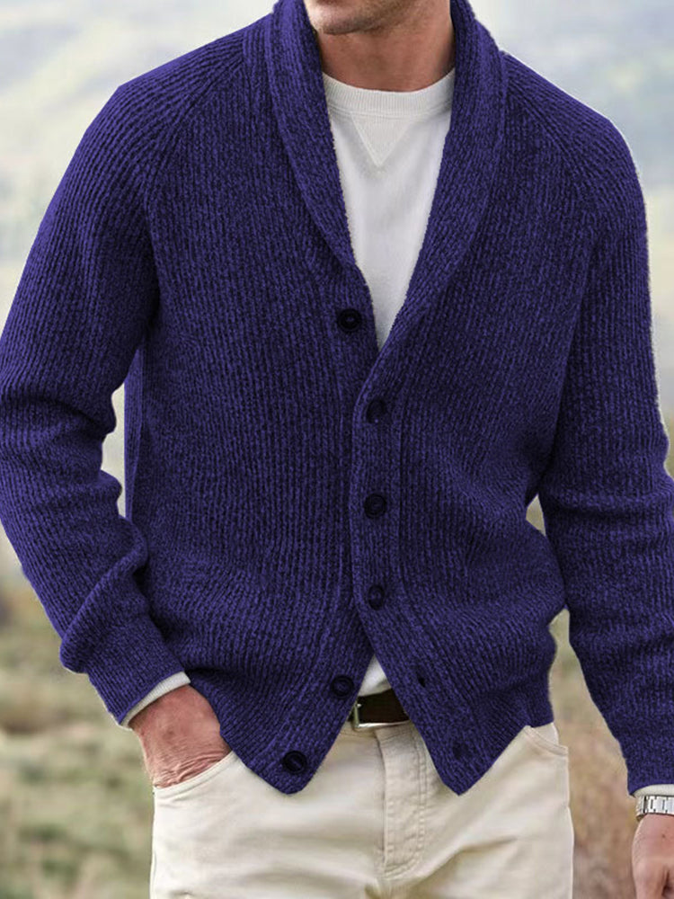 Men's Vintage Solid Color Cozy Sweater Cardigan artswardrobe