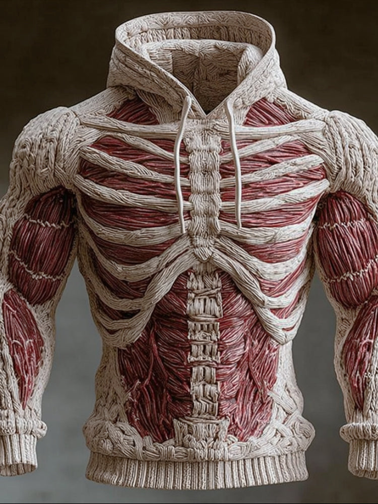 Vintage Halloween Human Anatomy Art Warm Knitted Hooded Sweater artswardrobe