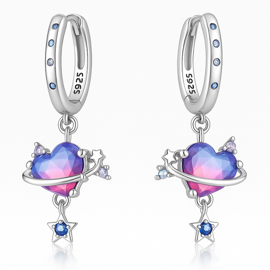 Colorful Moissanite Heart Silver 925 Earrings