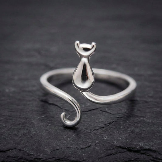 925 Sterling Silver Adjustable Kitten Ring