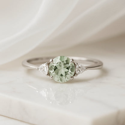 Green Amethyst Sterling Silver Ring