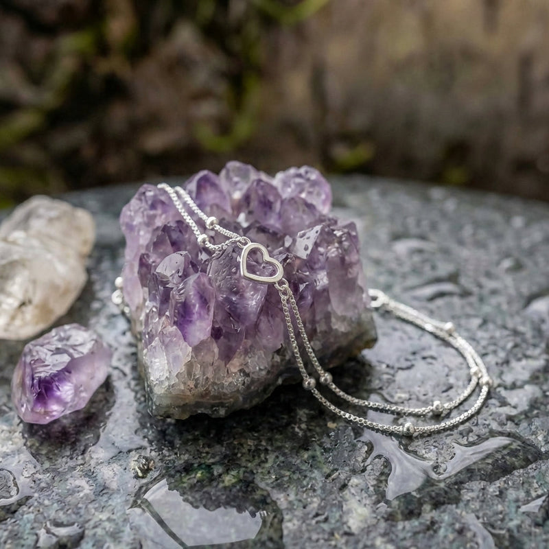 Adjustable Silver Heart Bracelet