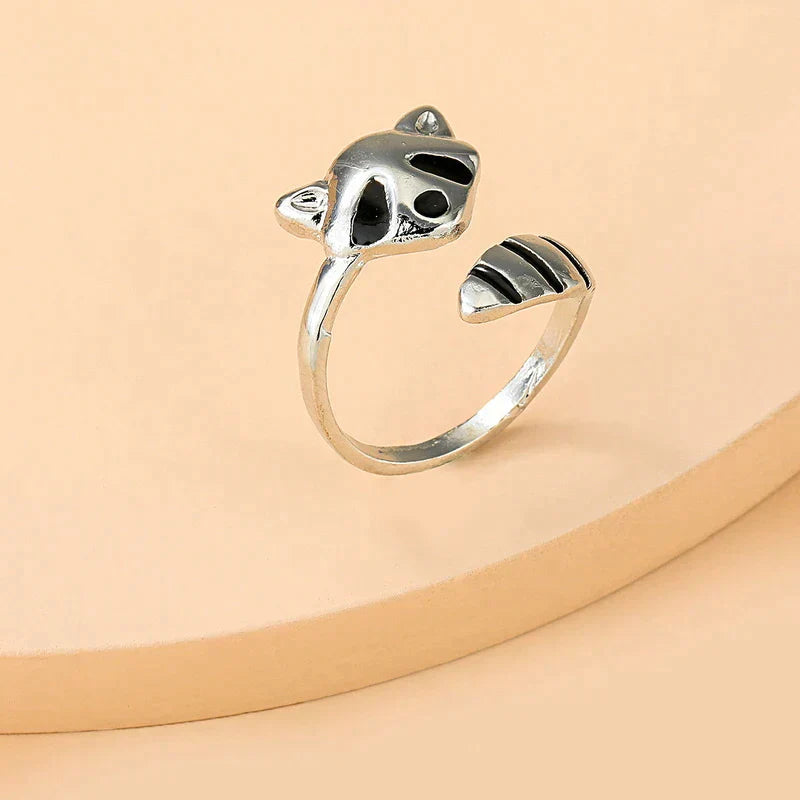 Adjustable Raccoon Ring In 925 Silver