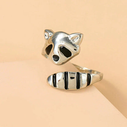 Adjustable Raccoon Ring In 925 Silver