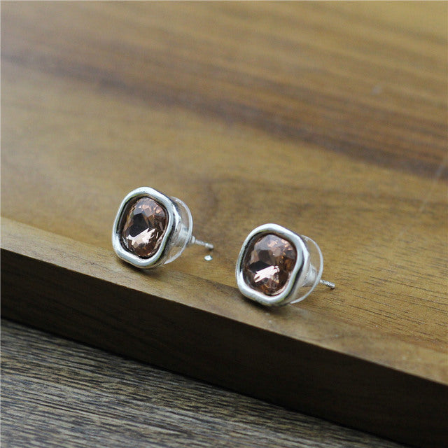 Small Crystal Earrings In Silver