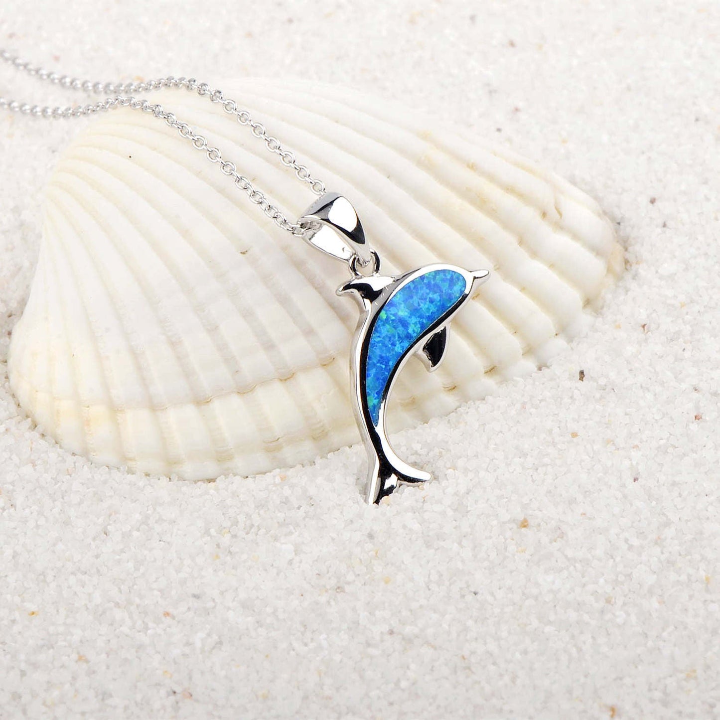Blue Opal Dolphin Necklace